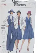 Vintage 1970's Vogue UNCUT Jacket Skirt Pants Vest Sewing Pattern size 10 #9107