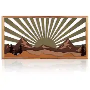 IARTTOP Large Vintage Mountain Wood Wall Art Framed 16 * 32 Inch Sun Rising O...