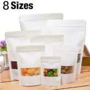 Kraft Paper Foil Bag Stand Up Pouch Zip Lock Resealable Window Display NEW