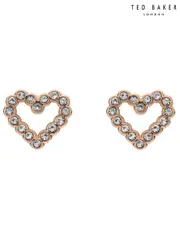 Ted Baker Pink Tone Amorina Crystal Halo Heart Stud Earrings (AJ8787) | $69
