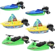 Milisten 6Pcs Bath Movable Plastic Sailboats Speedboats Safe Bath for Pool Bathtub Portable Water Play Boats
