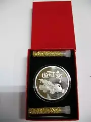 1-OZ 2022 MERRY CHRISTMAS OLD PICKUP WITH TREE .999 SILVER COIN+GOLD