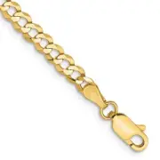14K Solid Yellow Gold 3.7mm Cuban Curb Link Chain Bracelet