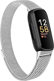 Metal Band for Fitbit Inspire 3 Bands, Stainless Steel Mesh Loop Adjustable Magnetic Wristband Replacement Breathable Strap for Fitbit Inspire 3 Fitness Tracker Women Men
