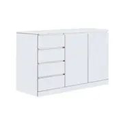 Foret Dresser Tallboy Lowboy Cabinet Bedroom Storage Chest 4 Drawers Wood White 2 Doors