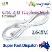 RJ12 6P6C Crossover Reverse Flat Cable -Telecom Modem Device Links White 0.6~15m
