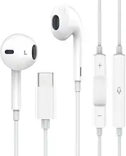 Apple Earbuds with USB C Wired Earphones Noise Canceling Isolating with USB-C Plug (Built-in Microphone & Volume Control) for Phone 15 Android Smartphone and Other USB C Type C Device