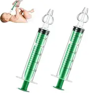 Baby Nasal Aspirator, Nasal Syringe for Baby Syringe Nasal Irrigator with Professional Reusable Silicone Nasal Suction Tip Nose Cleaner for Irrigation Nasal Spray Nasal Hygiene (Green, 2 Pieces)