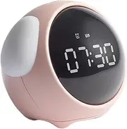Chesoon Kids Alarm Clock Children's Sleep Trainer Cute Digital Voice-Activated Night Light Temperature Detect Snooze Function USB Rechargeable for Bedrooms Pink