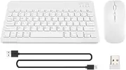 Lnqwhduu Ultra-Thin Silent Wireless Bluetooth Keyboard and Mouse Set Suitable for Tablet Notebook Bluetooth Keyboard White