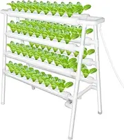 Kalolary Hydroponic Grow Kit, Hydroponics Growing System 4 Layers 72 Plant Sites Food-Grade Pipes Hydroponic Planting Equipment with Water Pump, Pump Timer for Leafy Vegetables