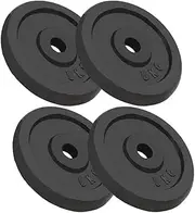 Weight Plates 4 pcs 4x5 kg Cast Iron - Black Adjustable Weight Set for Home Gym and Workout Equipment - Free Weights for Men with Baked Enamel Powder-Coated Finish - Barbell Set Compatible
