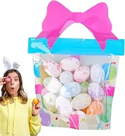 Faux Foam Easter Eggs - 18X Small Speckled Eggs Decor - Festival Celebration Supplies Colorful Toys for Basket Fillers Craft Projects Springtime Party Favors