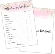 Who Knows Her Best - Adult Birthday Party Games Decoration Party Games for Adult Friend, Birthday Party Favor Activities Supplies for Her Girls Teenager, 20 Birthday Games Card Set -02