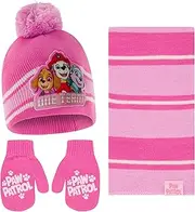 [Nickelodeon] Girls Toddler Winter Hat, Scarf & Mittens Set 2-4 Or Paw Patrol Marshall Hat, Scarves & Kids Gloves Sets 4-7