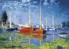 Claude Monet - Red Boats - A4 size 21x29.7cm QUALITY Canvas Art Print Unframed