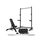 CORTEX SR3 Squat Rack with 100kg Olympic Bumper Weight, Bar and Bench Set