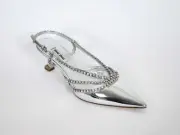 MIU MIU Silver Crystal Kitten Heel Slingback Sandals Shoes IT36.5/US6 NIB