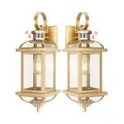 Gold Motion Sensor Outdoor Light Fixtures Dusk to Dawn, 19 Inch Enclosed Bott...
