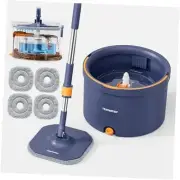 Mop and Bucket Set with 4 Microfiber Mop Pads, Spin Mop with Dirty/Clean Water