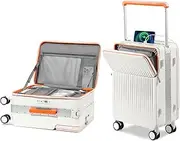 [Joyway] Carry on Luggage Airline Approved with Charging Port, Lightweight Hardside 20 Inch Carry-on Suitcase with TSA Lock and Spinner Wheels (White, Carry on luggage)
