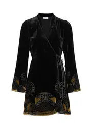 Rixo Iris Velvet Wrap Mini Dress - Black - 10 (UK 10 / S) 10 (UK 10 / S)