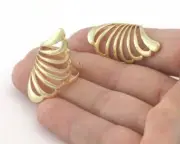 Feather Wing Ring Shiny Gold plated Brass (6-9US Adjustable size) OZ4204
