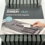 Joseph Joseph Duo Compact 2-Tier Knife Organiser NEW Grey Space Saving Holder