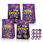 12pcs Back to the 90's Party Loot Bags - 18pcs Stickers - Retro Theme Party Favour Bags