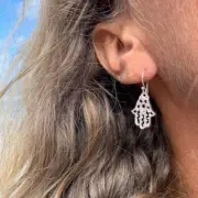 Hamsa Hand Silver Earrings sm