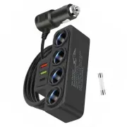 4-Socket Car Cigarette Lighter Splitter USB Fast Charger Power Adapter Kit