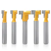 "5PCS 1/4 Inch Shank Keyhole Router Bits Set T Track T-Slot Bolts Router Bit Set for 5/16"" 3/8"" 1/2"" 7/16"" 5/8"" Hex Bolts"