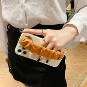 Leather Wrist Strap Phone Holder Case for iPhone 11 12 13 14 15 16 Pro Max X XR XS 16e Candy Color Silk Wristband Cover,A,for iPhone 16