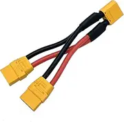 XT90H XT-90 Plug Parallel Battery Connector Cable XT90 Connector Style Parallel 1 Male to 2 Female for Quadcopters Multirotors RC LiPo Battery