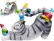 Cat Garden Statue, Outdoor Cat Statues for Garden | Miniature Cat Figurines Resin Cat Garden Decor - Lovely Cat Garden Ornament Ornament for Jar