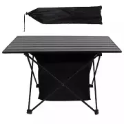 Aluminum Alloy Camping Table+Storage Basket Roll-Up Table Outdoor Desk Foldable