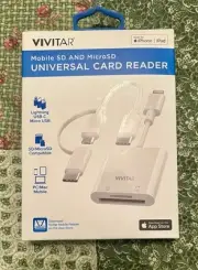 New in Box/Retail Vivitar Mobile SD and MicroSD Universal Card Reader in White
