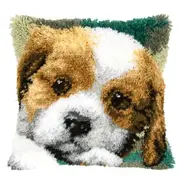 Latch Hook Puppy Dog Eyes Cushion with Canvas Hook and Threads Kit