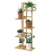 Bamboo 5 Tier 6 Pots Plant Shelf Rack Display Stand Multiple Flower Pot Holder Home