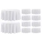 Round Tablecloth 120 Inch 10 Pack White Tablecloths Washable Decorative Linen...