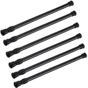 6 Pack Adjustable Curtain Rods Cupboard Bars with Extendable Width 15"-28" Black