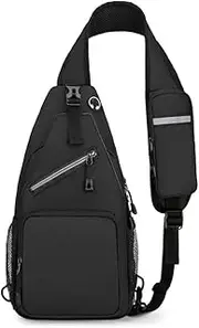 [JZS] Sling Bag, Crossbody Trendy Sling Bag for Women Men with Adjustable Shoulder,Travel Essentials Chest Bag for Hiking(Black)