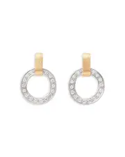 Marco Bicego 18K Yellow & White Gold Jaipur Link Diamond Flat Link Stud Earrings