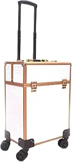 [AXHNG] Professional Makeup Train Case, Aluminum Cosmetic Case, Rolling Makeup Train Case with Large Drawer with 360° Swivel Wheels and Multi-Layer Storage Provide Life Convenience (A,14.43*8.97*19.11in)