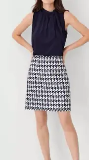 NWT Ann Taylor Tweed Houndstooth Multi Colored Lined Zip 4