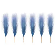 6 Pcs 17 Inch Faux Pampas Grass Artificial Boho Decor Gradient Dark Blue
