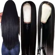 Hermosa 13x4 Lace Front Wigs Human Hair Pre Plucked with Baby Hair Bleached Knots 9A Remy Brazilian Straight Lace Human Hair Wigs for Black Women Black Color 16inch