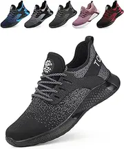 [TQGOLD] Safety Shoes Men's Work Shoes Women's Steel Cap Shoes Lightweight Breathable Protective Shoes Non-Slip Sporty Industrial Shoes, 8195 Black, 43 EU