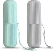 Sunenlyst 2Pcs Travel Toothbrush Holder, Portable Toothbrush Cup Case Long 7.7 inch for Traveling, Camping, Business Trip and School, Multifuction Toothbrushes Toothpaste Set