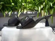 Prada Padded Nappa Soft Sandals Logo Black Wmn Ital Sz37 9 3/8" Insole MSRP$1200